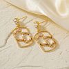 Geometric Hollow Brass Clear Cubic Zirconia Stud Earrings RV3263-1-1