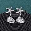 304 Stainless Steel Shell Shape with Starfish Dangle Stud Earrings EJEW-Z135-02P-01-1