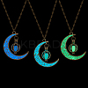 3Pcs 3 Colors Platinum Plated Alloy Crescent Moon Pendant Necklaces Set NJEW-AN0001-31-1