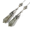 Natural Labradorite Cone Dowsing Pendulum Big Pointed Pendants AJEW-Z041-01B-AS-1