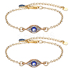 2Pcs Evil Eye Alloy Enamel Charm Bracelets BJEW-ME00006-1