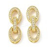 Rack Plating Brass Micro Pave Clear Cubic Zirconia Fold Over Clasps KK-G448-04G-1