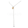 Natural Grey Agate & Topaz Jade & Tiger Eye & Dalmatian Jasper Heart with Synthetic Non-magnetic Hematite Beads Pendant 304 Stainless Steel Snake Chain Lariat Necklaces NJEW-JN05897-3
