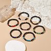7Pcs 7 Style Natural Mixed Gemstone & Lava Rock Round Beaded Stretch Bracelets Set BJEW-JB08914-6