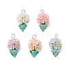 Glass Seed Beaded Flowerpot Pendants PALLOY-MZ00520-1