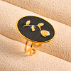 Adjustable 304 Stainless Steel with Enamel Cuff Open Rings for Women XR0969-5-1