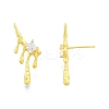 Clear Cubic Zirconia Melting Dripping Stud Earrings EJEW-G322-13MG-3