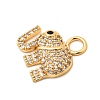 Brass Micro Pave Cubic Zirconia Charms KK-C117-03A-G-2