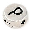 925 Sterling Silver Flat Round with Letter Beads STER-G044-01AS-P-2