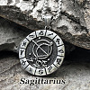 Flat Round with Engraved Twelve Constellation Alloy Pendant Necklace for Women Men WG25F4B-10-1