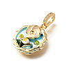 Brass Micro Pave Cubic Zirconia & Enamel Pendants KK-R222-09G-05-2