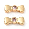 Brass Pave Pink Cubic Zirconia Bowknot Multi-Strand Links KK-B102-37B-01G-1