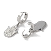 Hamsa Hand 304 Stainless Steel Polymer Clay Rhinestone Dangle Earrings EJEW-L283-003P-2