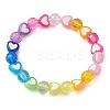 Heart & Faceted Round Acrylic Beaded Stretch Bracelets BJEW-JB10245-01-1