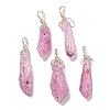 Electroplated Platinum Palted Copper Wire Wrapped Natural Quartz Crystal Pendants G-L133-07F-2