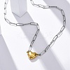 304 Stainless Steel Double-Sided Magnetic Heart Pendant Paperclip Chain Necklaces LS-NJEW-U028-02G-1
