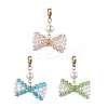Bowknot Shell Pearl & Glass Pendants Decorations HJEW-TA00218-1