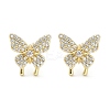 Rack Plating Brass Micro Pave Clear Cubic Zirconia Stud Earrings for Women EJEW-M260-13G-B-1