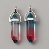 Glass Double Terminal Pointed Pendants LS-G-WH0016-41A-1
