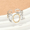 304 Stainless Steel Double Color Cuff Rings RJEW-S635-01GP-G-2