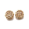 Brass Micro Pave Magenta Cubic Zirconia Beads KK-M318-44G-1