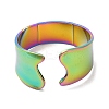 Ion Plating(IP) 304 Stainless Steel Plain Open Cuff Ring for Women RJEW-M149-22RC-2