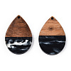Transparent Resin & Walnut Wood Pendants RESI-N039-25A-3