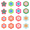 32Pcs 8 Styles Flower PVC Beads KY-TA0001-49-2