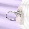 Natural Rose Quartz & Brass Cuff Rings for Women RJEW-G374-01P-10-3