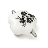 4Pcs 4 Colors Handmade Printed Porcelain Flower Connector Charms PALLOY-JF04405-02-4
