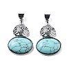 Synthetic Turquoise Oval Pendants G-A093-02P-03-1