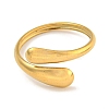 Ion Plating(IP) 304 Stainless Steel Teardrop Open Cuff Ring for Women RJEW-A043-19G-2