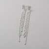Clear Cubic Zirconia Tennis Tassel Dangle Stud Earrings EJEW-WH0017-10S-1