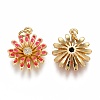 Brass Micro Pave Clear Cubic Zirconia Pendants ZIRC-B002-34G-A-2