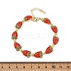 Brass Emenal Link Bracelets for Women BJEW-S175-01G-5