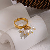 304 Stainless Steel with Natural Freshwater Pearl Finger Rings for Women AG0795-4
