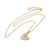 Brass Micro Pave Clear Cubic Zirconia Cable Chain Heart Pendant Necklaces for Women LS-NJEW-C054-01G-3