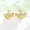 Brass Micro Pave Clear Cubic Zirconia Stud Earrings EJEW-D351-10G-5