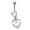 Alloy Crystal Rhinestone Dangle Curved Barbell Belly Rings LS-AJEW-R007-04P-06-2