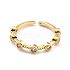 Clear Cubic Zirconia Flat Round Open Cuff Ring for Women RJEW-C018-07G-1
