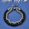 Natural Silver Leaf Jasper Round Beads Multi-strand Bracelets BJEW-D330-02P-07-1