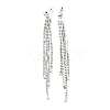 Clear Cubic Zirconia & Crystal Rhinestone Long Tassel Dangle Stud Earrings LS-EJEW-C037-07B-P-2