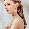 5 Pairs 5 Colors Acrylic Flower Dangle Hoop Earrings with Rhinestone Tassel EJEW-AN0003-70-2