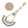 Moon Star Synthetic Blue Spinel & Glass Seed Pendant Decoration HJEW-MZ00115-3