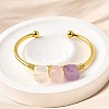 Natural Rose Quartz & Amethyst & Crystal Quartz Beads Cuff Bangles for Women BJEW-Q035-01G-03-4