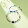 Acrylic Evil Eye & Round Lampwork Braided Bead Bracelet for Women BJEW-JB08379-4