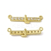 Rack Plating Brass Micro Pave Clear Cubic Zirconia Connector Charms KK-C007-37G-L-2