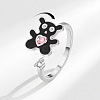 Brass Pave Cubic Zirconia Enamel Rotating Cuff Open Rings for Women FS-WGCF8B8-01-2