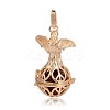 Golden Plated Brass Hollow Round Cage Pendants KK-J251-06G-2
