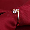 Real 18K Gold Plated Brass Cubic Zirconia Cuff Rings RJEW-EE0001-024C-6